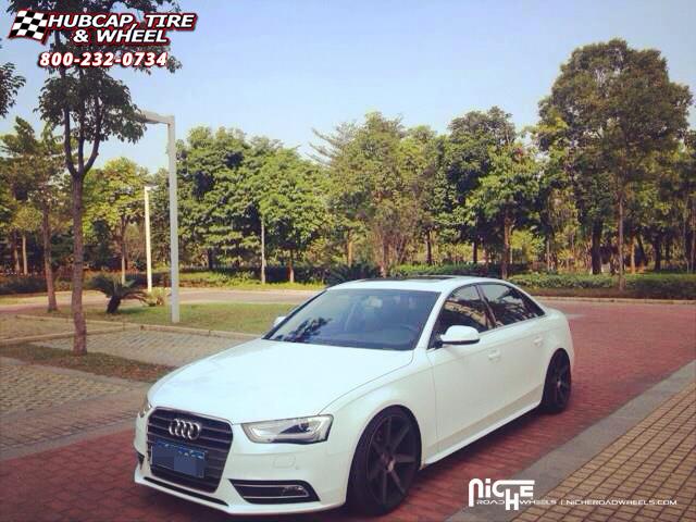 vehicle gallery/audi a4 niche verona m150  Black & Machined with Dark Tint wheels and rims